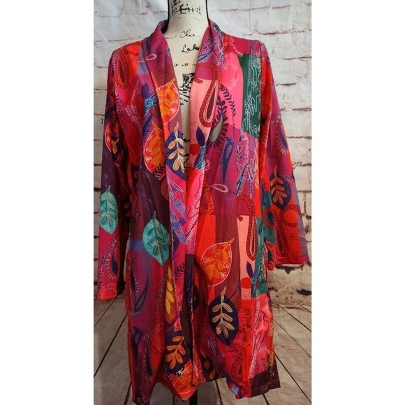 MISSLOOK Colorful Open Jacket Blazer Cardigan Duster Size Medium Artsy Bold - Picture 1 of 4